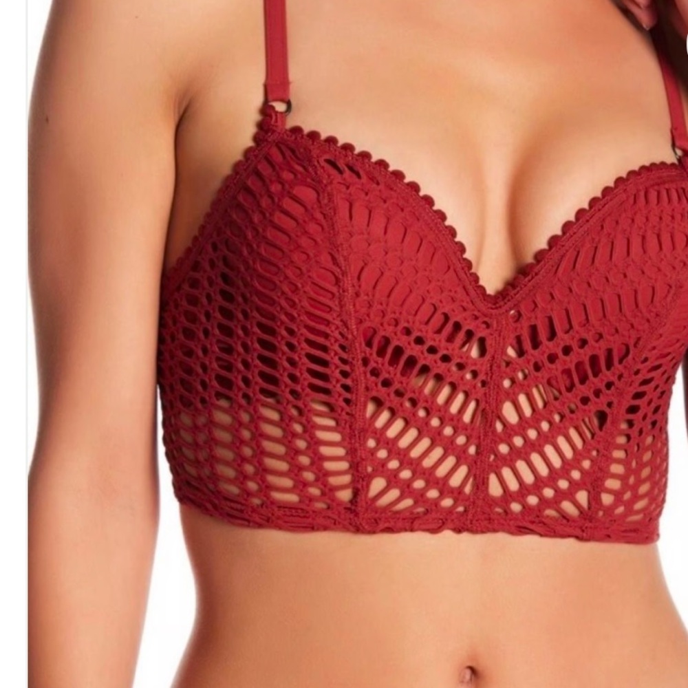Robin Piccone Sophia Crochet Bikini Set in Rust color size Medium